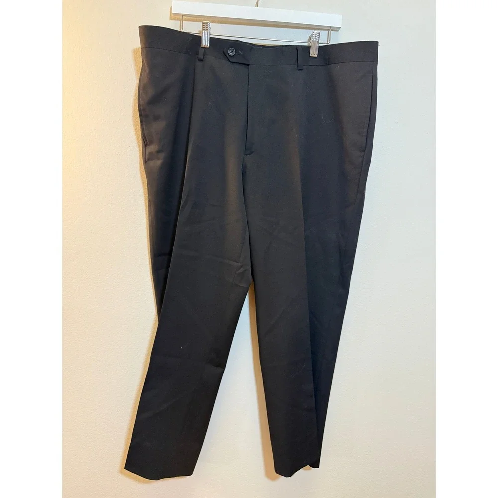 Pronto Uomo Platinum Dress Pants Mens 40/26 Black Flat Front Formal Trousers